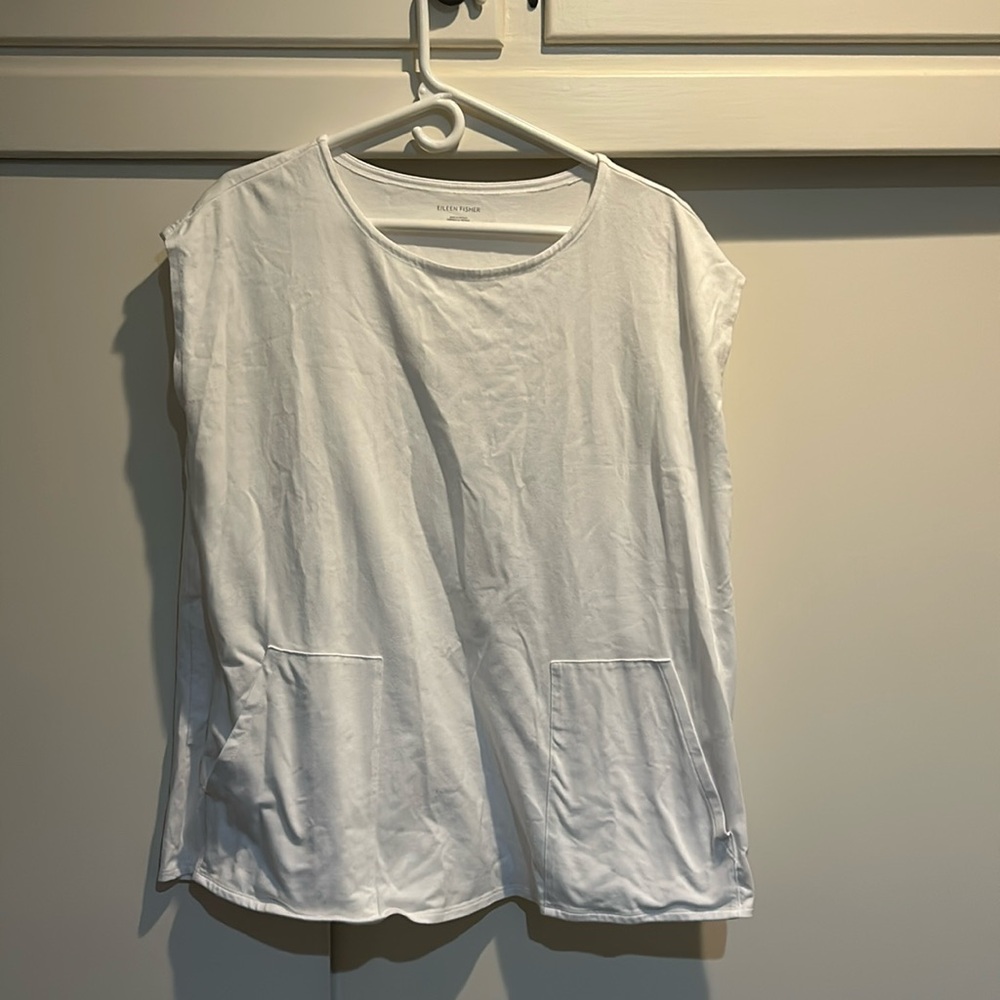 Eileen Fisher Pima Cotton Stretch Jersey Jewel Neck Top